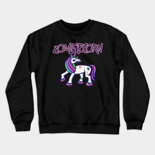 Horror Zombie Unicorn Drawing - Macabre Fantasy Art Crewneck Sweatshirt